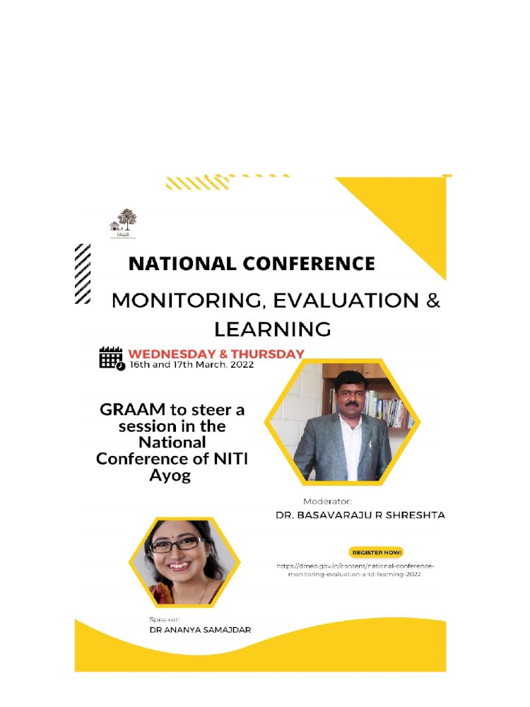 GRAAM to steer a session in the National Conference of NITI Ayog